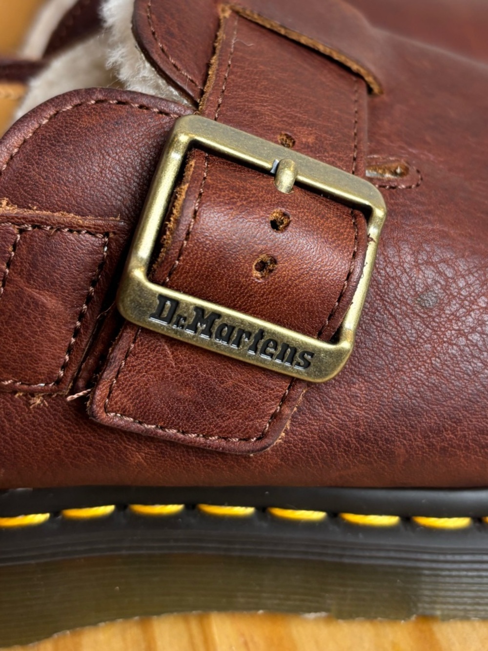 Dr Martens Shoes M8 W9 Brown Jorge II FL Faux Fur Line Leather Slingback Mules - Picture 2 of 14